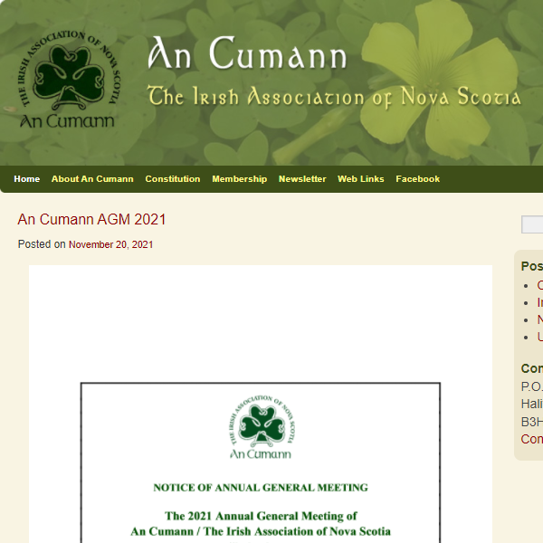 An Cumann - The Irish Association of Nova Scotia - Irish category in Halifax NS