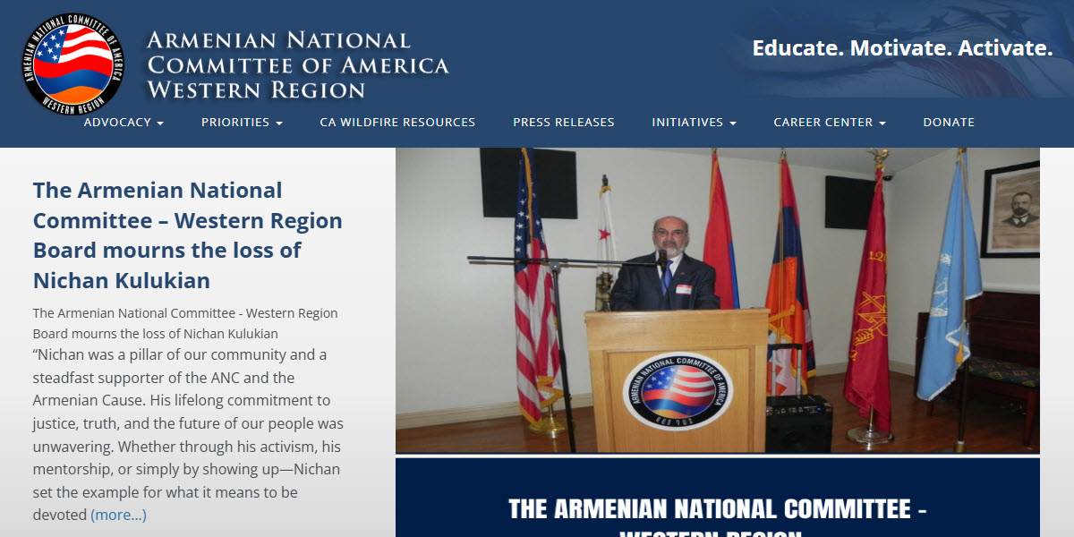 Armenian National Committee of America Western Region -  industry in Glendale CA