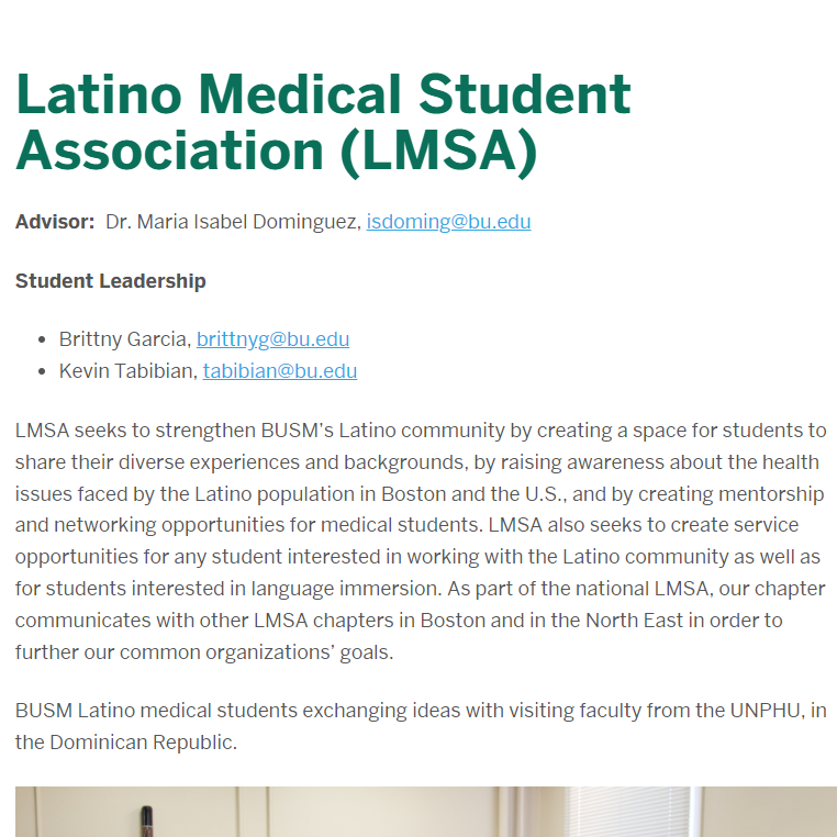 BU Latino Medical Student Association -  industry in Boston MA