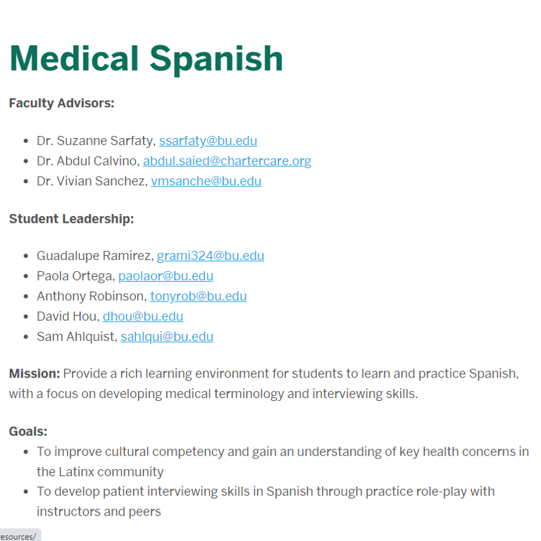 BU Medical Spanish