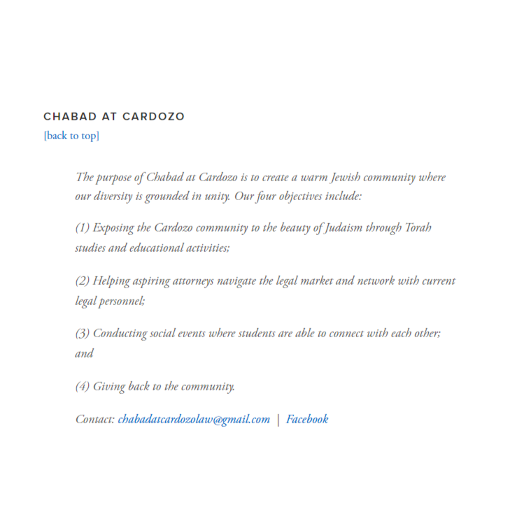 Chabad at Cardozo - Jewish category in New York NY