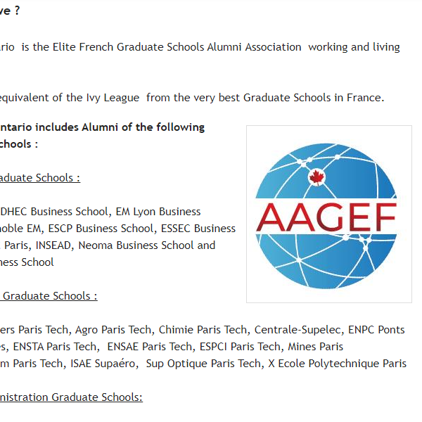 French Grandes Ecoles Alumni Association Ontario - French category in Toronto ON