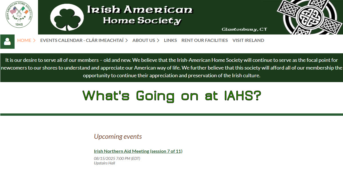 Irish American Home Society -  industry in Glastonbury CT