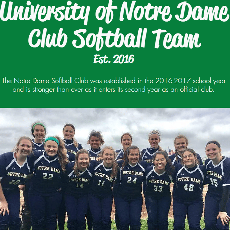 Notre Dame Club Softball Team - Women category in Notre Dame IN