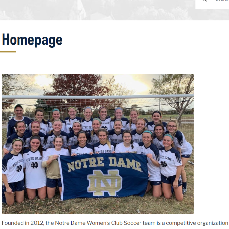 Notre Dame Women's Club Soccer Team - Women category in Notre Dame IN