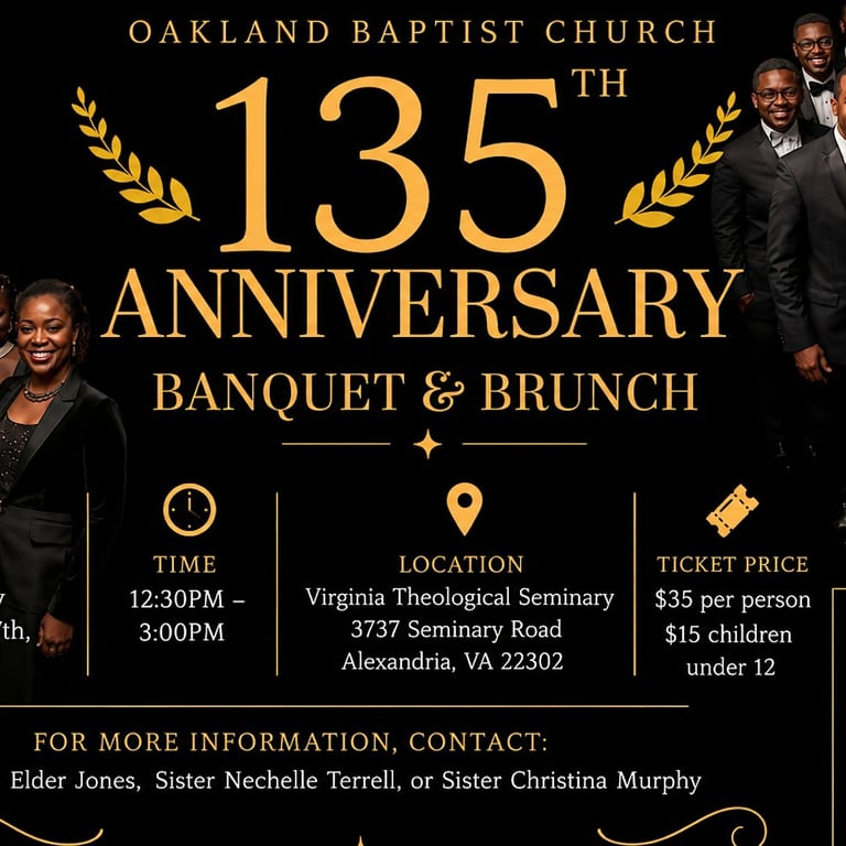 Oakland Baptist Church 135th Anniversary Banquet & Brunch