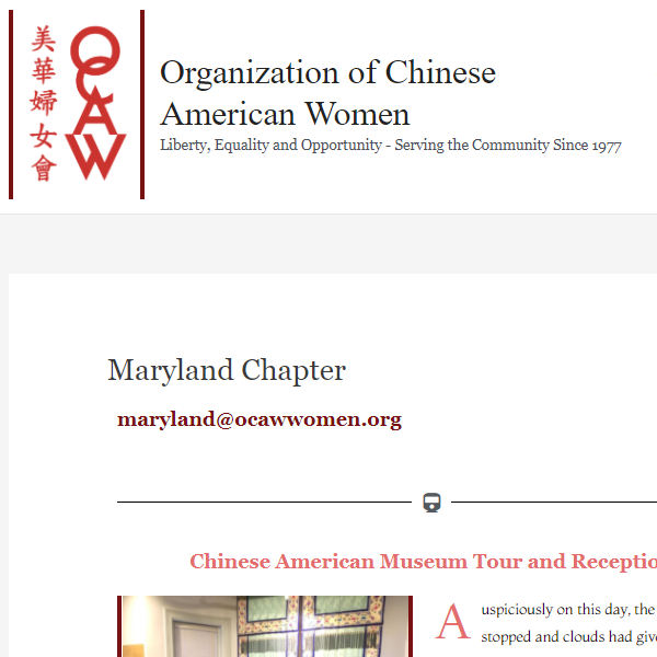 Organization of Chinese American Women Maryland - Chinese category in  MD