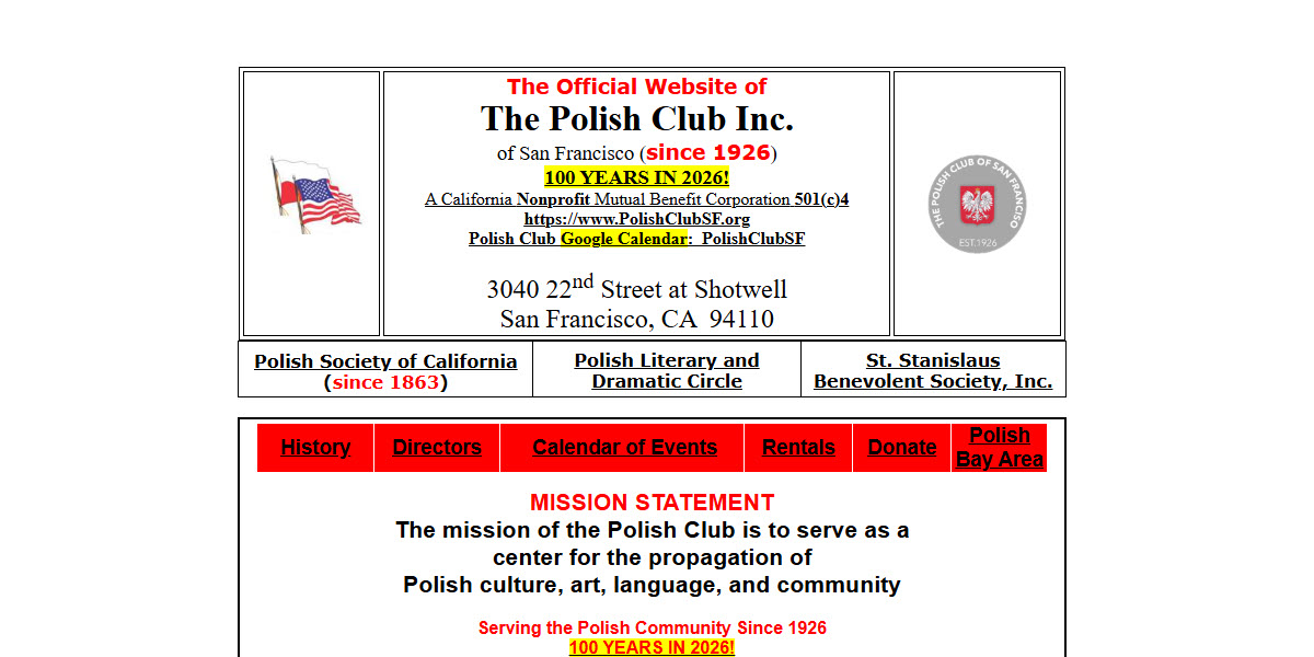 The Polish Club Inc. of San Francisco -  industry in San Francisco CA