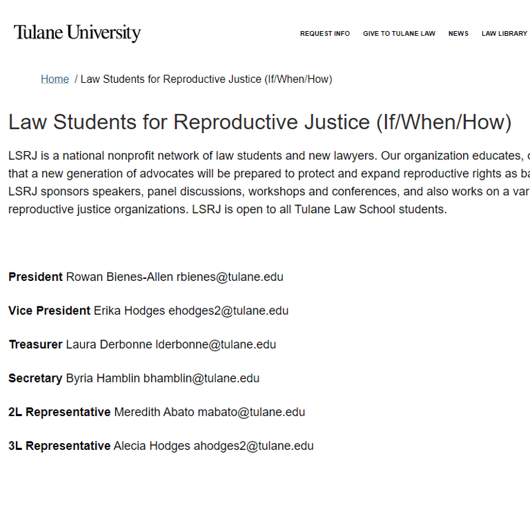 Tulane Law Students for Reproductive Justice -  industry in New Orleans LA
